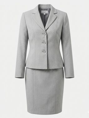 NWT Le Suit Office Classic Monochrome Gray Blazer and Skirt Set Size 4P
